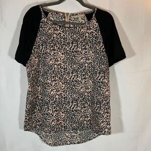 Banana Republic Pink, Grey & Black Animal Print Blouse